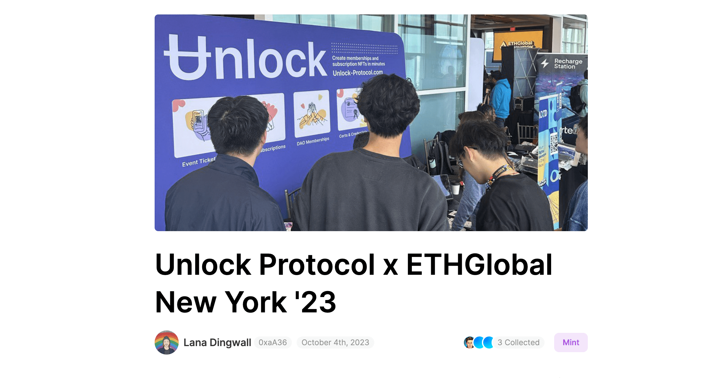 Unlock Protocol x ETHGlobal New York '23